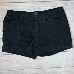 Mossimo stretch cotton blend black chino cuffed shorts sz 4 women